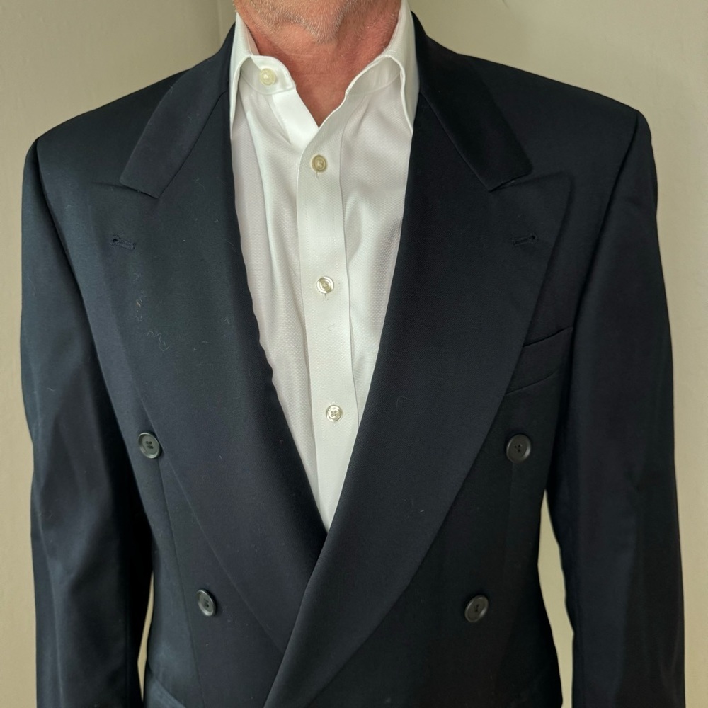 BOSS HUGO BOSS “Al Capone” Double Breasted Blazer Sport Coat Pure New Wool Blue - Picture 4 of 16